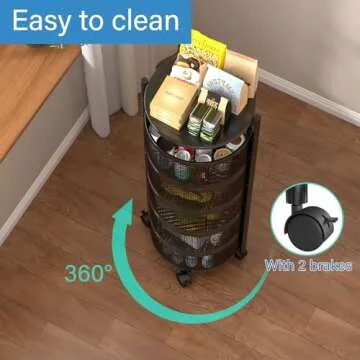 Rotating Storage Shelf with Wheels for Home Organization