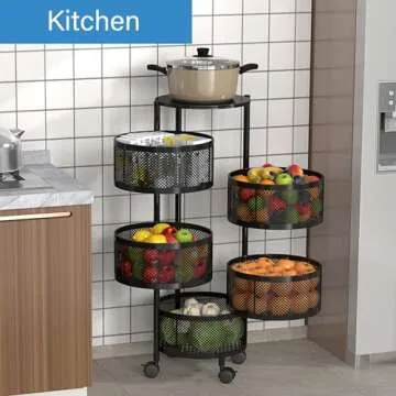 Rotating Storage Shelf with Wheels for Home Organization