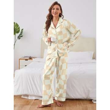 Brosloth Womens Silk Pajamas Long Sleeve Satin Pjs Set for Chic Comfort