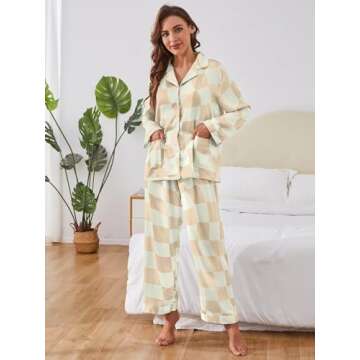 Elegant Brosloth Women's Long Sleeve Silk Pajamas Set