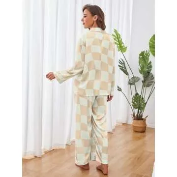 Elegant Brosloth Women's Long Sleeve Silk Pajamas Set