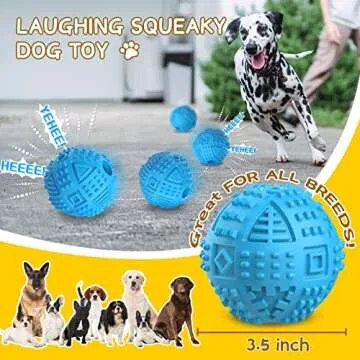 LEGEND SANDY Indestructible Squeaky Dog Chew Toys for Large Breeds, Treat Dispensing Puzzle Toys, Natural Rubber Balls