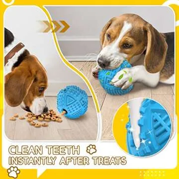 LEGEND SANDY Indestructible Squeaky Dog Chew Toys for Large Breeds, Treat Dispensing Puzzle Toys, Natural Rubber Balls