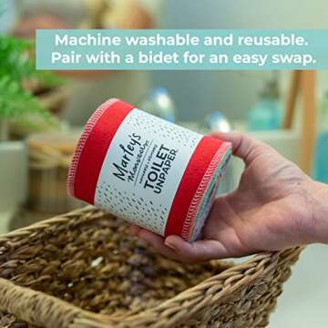 Marley's Monsters Toilet UNpaper - 24 count roll, Reusable Toilet Paper - Absorbent Bidet Cloth Wipes, (Rainbow)