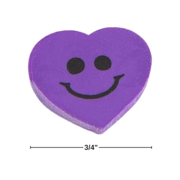 Mini Smile Face Heart Erasers for Classrooms and Parties