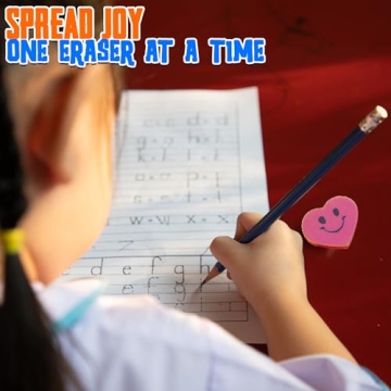 Mini Smile Face Heart Erasers for Classrooms and Parties