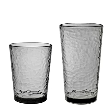 KLIFA- NICE- 14.7 & 20 ounce, Set of 8, Acrylic Tumbler & Highball Drinking Glasses, BPA-Free, Stack...