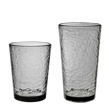 KLIFA- NICE- 14.7 & 20 ounce, Set of 8, Acrylic Tumbler & Highball Drinking Glasses, BPA-Free, Stack...