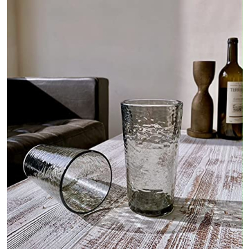 KLIFA- NICE- 14.7 & 20 ounce, Set of 8, Acrylic Tumbler & Highball Drinking Glasses, BPA-Free, Stackable Plastic Drinkware, Dishwasher Safe Cups, Gray