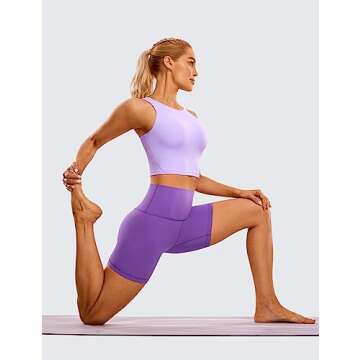 CRZ YOGA Womens ButterLuxe Biker Shorts 6 Inches - High Waisted Workout Running Volleyball Spandex Yoga Royal Lilac Small