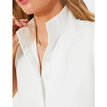 PEHMEA Women's Summer Shirt Dresses Casual Button Down Sleeveless Mini Dress Beach Short Sundresses(White-S)
