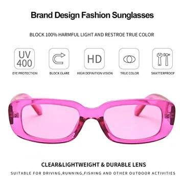 BOJOD Trendy UV400 Purple Rectangle Sunglasses