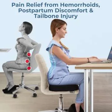 5 STARS UNITED Donut Pillow Hemorrhoid Tailbone Cushion – Large Cushion for Pain Relief – Coccyx, Prostate, Sciatica, Pelvic Floor, Pressure Sores, Pregnancy, Postpartum Recovery, Black