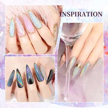 SUPWEE Rainbow Cat Eye Gel Polish - Holographic Sparkle Nail Art