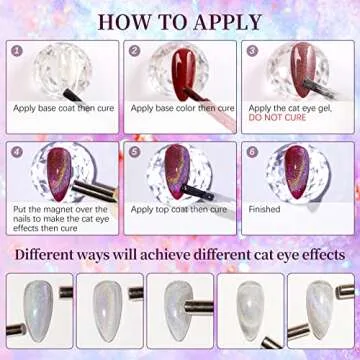 SUPWEE Rainbow Cat Eye Gel Polish - Holographic Sparkle Nail Art