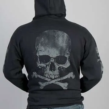 Crossbones Zip Up Sweatshirt by Hot Leathers