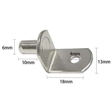 6mm Shelf Pegs,Bracket L-Shaped Support Pegs Pins with Hole for Cabinet Closet Nickel Plated-20PCS