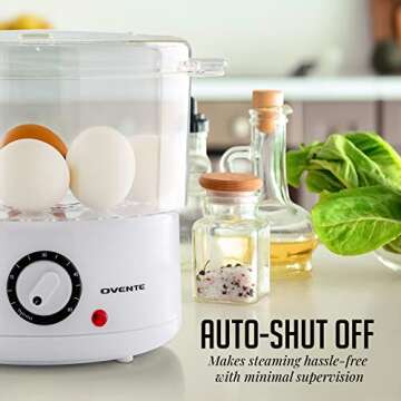 OVENTE 3 Tier Electric Food Steamer for Cooking Vegetable and Healthy Meals, Stackable and Dishwasher Safe Baskets, 400W with Auto Shutoff and 60-Minute Timer, 7.5 Quart Capacity, White FS53W