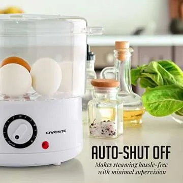 OVENTE 3 Tier Electric Food Steamer for Cooking Vegetable and Healthy Meals, Stackable and Dishwasher Safe Baskets, 400W with Auto Shutoff and 60-Minute Timer, 7.5 Quart Capacity, White FS53W