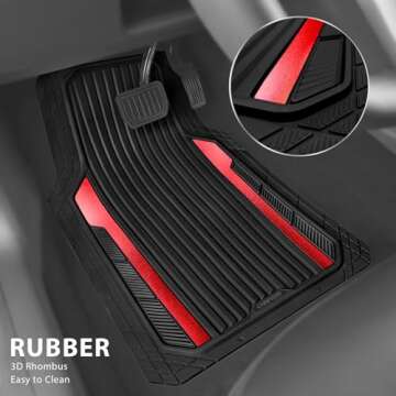 CAR PASS Heavy Duty Rubber Car Mats - Premium All Weather Protection, Trimable Fit, Waterproof