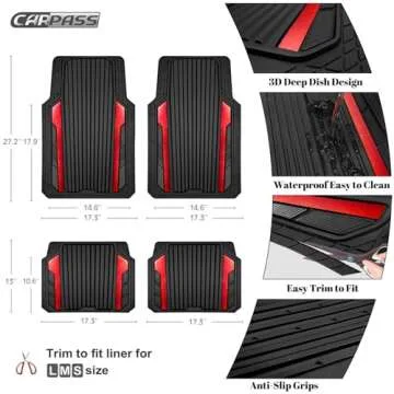 CAR PASS Heavy Duty Rubber Car Mats for all Weather