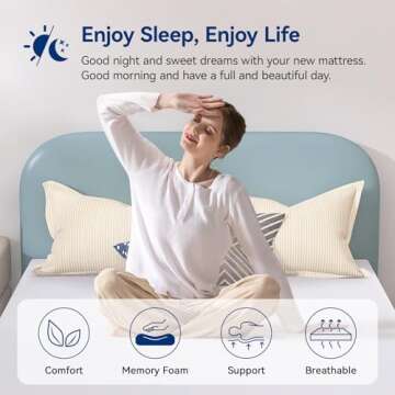 Amazon Basics Memory Foam Mattress, Soft Plush Feel, Queen, White/Grey, 80 x 60 x 6 inches (LxWxH)