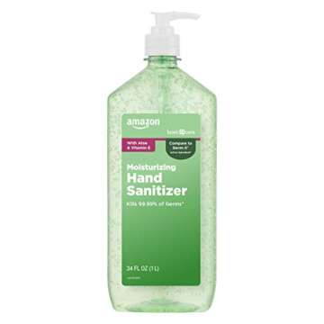 Amazon Basic Care - Aloe Vera Hand Sanitizer 62%, 34 fl oz (Pack of 4)