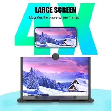 12" Cell Phone Screen Enlarger Magnifier 2022 Newest Version, HD Pull Type Smartphone Screen Amplifier for Movies, Videos and Gaming, Foldable Phone Magnifying Screen Compatible with Most Smartphones