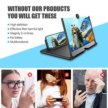 12" Cell Phone Screen Enlarger Magnifier 2022 Newest Version, HD Pull Type Smartphone Screen Amplifier for Movies, Videos and Gaming, Foldable Phone Magnifying Screen Compatible with Most Smartphones