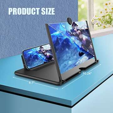 12" Cell Phone Screen Enlarger Magnifier 2022 Newest Version, HD Pull Type Smartphone Screen Amplifier for Movies, Videos and Gaming, Foldable Phone Magnifying Screen Compatible with Most Smartphones