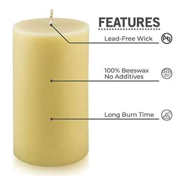 Beeswax Candles 100% Pure Handmade Natural for Gift Home Décor | Non-Toxic Air Purifying Biodegradable | Slow Burning All Natural 3x5