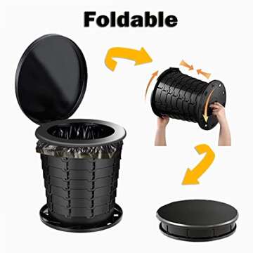 YIZHOR Portable Toilet for Adults, Camping, Boat, Travel, Foldable, Outdoor, Emergency, Restroom, Kids, White, Plastic, Matte Finish