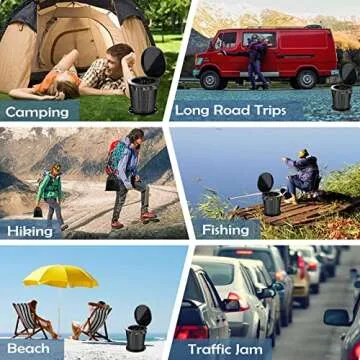 YIZHOR Portable Toilet for Adults, Camping, Boat, Travel, Foldable, Outdoor, Emergency, Restroom, Kids, White, Plastic, Matte Finish