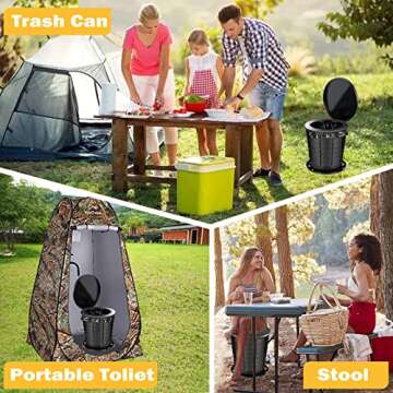 YIZHOR Portable Toilet for Adults, Camping, Boat, Travel, Foldable, Outdoor, Emergency, Restroom, Kids, White, Plastic, Matte Finish