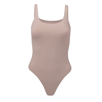 Almere Low Back Contour Tank High Cut Thong Bodysuit - Mauve, Small
