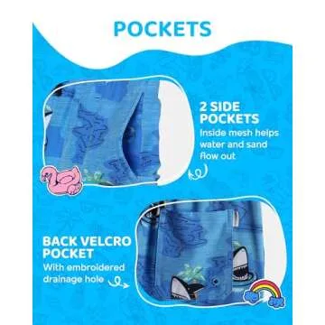 maamgic Boys Swim Trunks with Compression Liner Toddler Boy Swimsuit Quick Dry 4-Way Stretch Swimming Trunks Swim Ring Shark Blue 4T