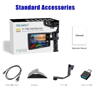 FEELWORLD FW568 V3 6 inch On-Camera Field Monitor, 3D LUT, for DSLR Camera, 1920x1080, HDMI Input/Output, Full HD, Tilt Arm, Large Viewing Angles