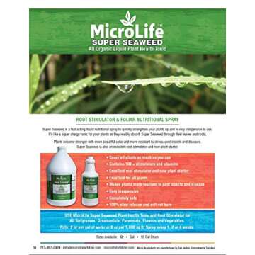 MicroLife Super Seaweed Professional Grade Organic Liquid Concentrate Root Stimulator & Foliar Nutri...
