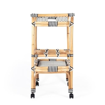 Stylish Butler Selena Black & White Rattan Bar Cart