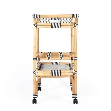Stylish Butler Selena Black & White Rattan Bar Cart
