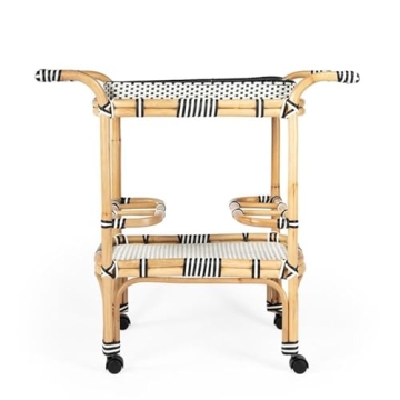 Stylish Butler Selena Black & White Rattan Bar Cart