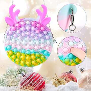 2Pcs Fidget Toys Pop Purse for Girls, Easter Basket Stuffers Easter Gifts for Kids Push Bubble Pop Shoulder Bag School Supplies,Stress Relief Anxiety Pop Bag Sensory Fidget Toys for Kids(Macaron)
