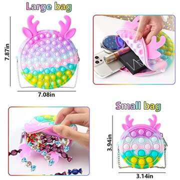 2Pcs Fidget Toys Pop Purse for Girls, Easter Basket Stuffers Easter Gifts for Kids Push Bubble Pop Shoulder Bag School Supplies,Stress Relief Anxiety Pop Bag Sensory Fidget Toys for Kids(Macaron)
