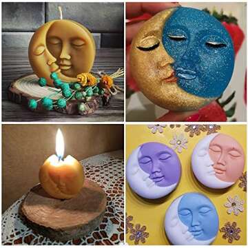 2 Pcs Silicone Soap Molds, Sun & Moon Face Soap Molds for Soap Making, Bath Bomb Molds for Bath Bomb...