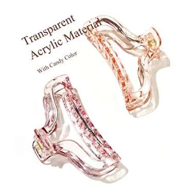Hair Claw Clips Clear Big Transparent Acrylic Strong Hold Jaw Banana Barrettes Clamp Pins Nonslip for Women Girls Thick Fine Curly Hair Styling Accessories Xmas Birthday Gift