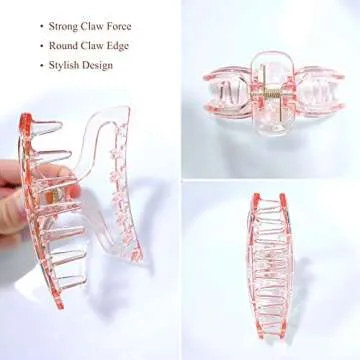 Hair Claw Clips Clear Big Transparent Acrylic Strong Hold Jaw Banana Barrettes Clamp Pins Nonslip for Women Girls Thick Fine Curly Hair Styling Accessories Xmas Birthday Gift