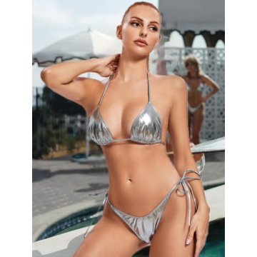 Stylish Metallic Bikini Set for Women - Sexy Beach Swimsuit