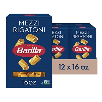 Barilla Mezzi Rigatoni Pasta, Pack of 12 - Perfect for Family Dinners