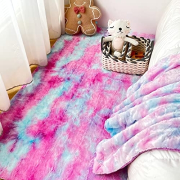 NEWCOSPLAY Super Soft Faux Fur Throw Blanket for Couch Purple Rainbow Sherpa Fuzzy Plush Warm Blanket for Sofa Bed (Purple Rainbow, Throw(50"x60"))