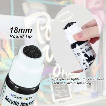 HOMY ARTY Acrylic Paint Markers - Jumbo 18mm Permanent Markers